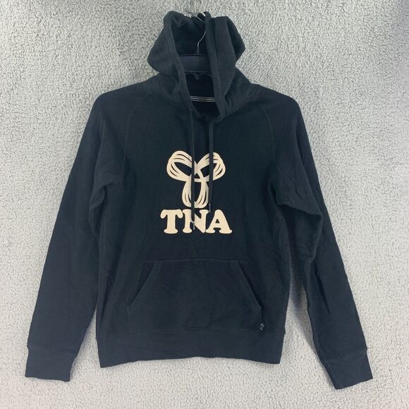 TNA Aritzia Womens Hoodie Sweatshirt Sz S Black Logo Lounge Athletic - Picture 1 of 12